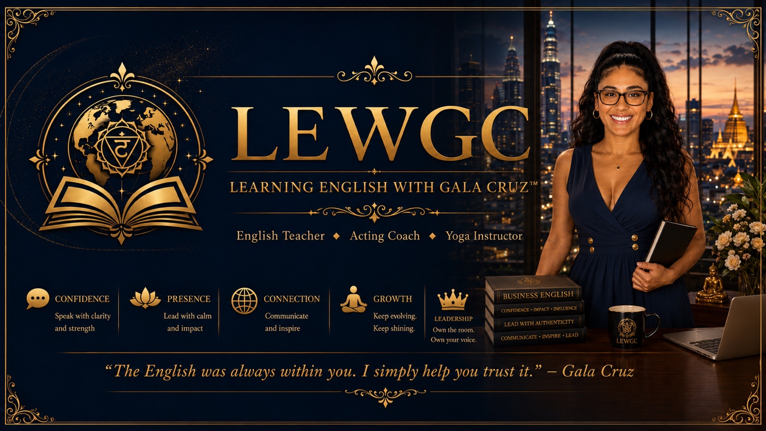 Learning English with Gala Cruz brand banner